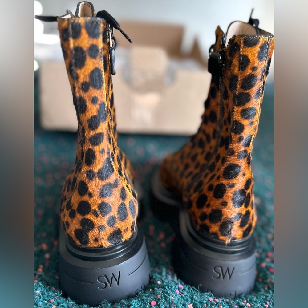 SOLD OUT Stuart Weitzman Bedford Sleek Leopard Calf Hair Boots NWT 5.5 $695 Rare - Picture 14 of 16